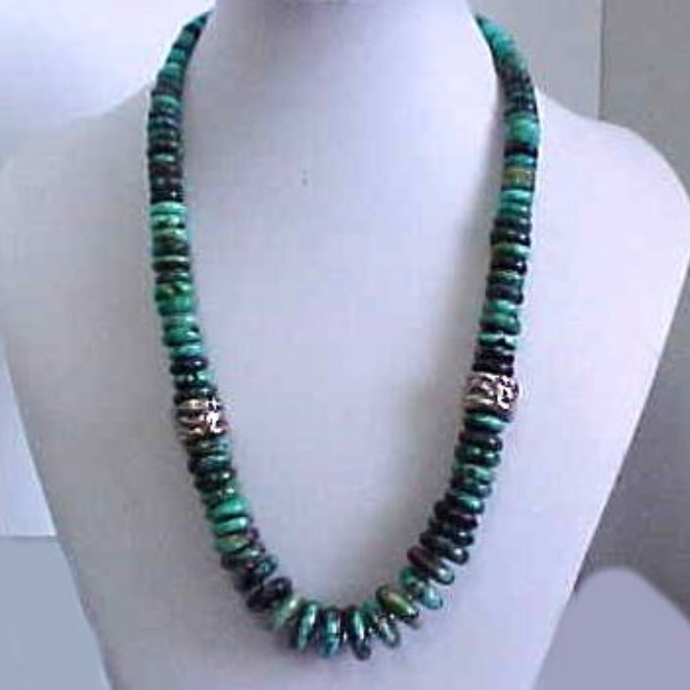 Bisbee Turquoise with Large Sterling Silver Beads